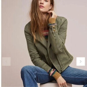 Anthropologie Womens Moss green Easy Moto Jacket size Small